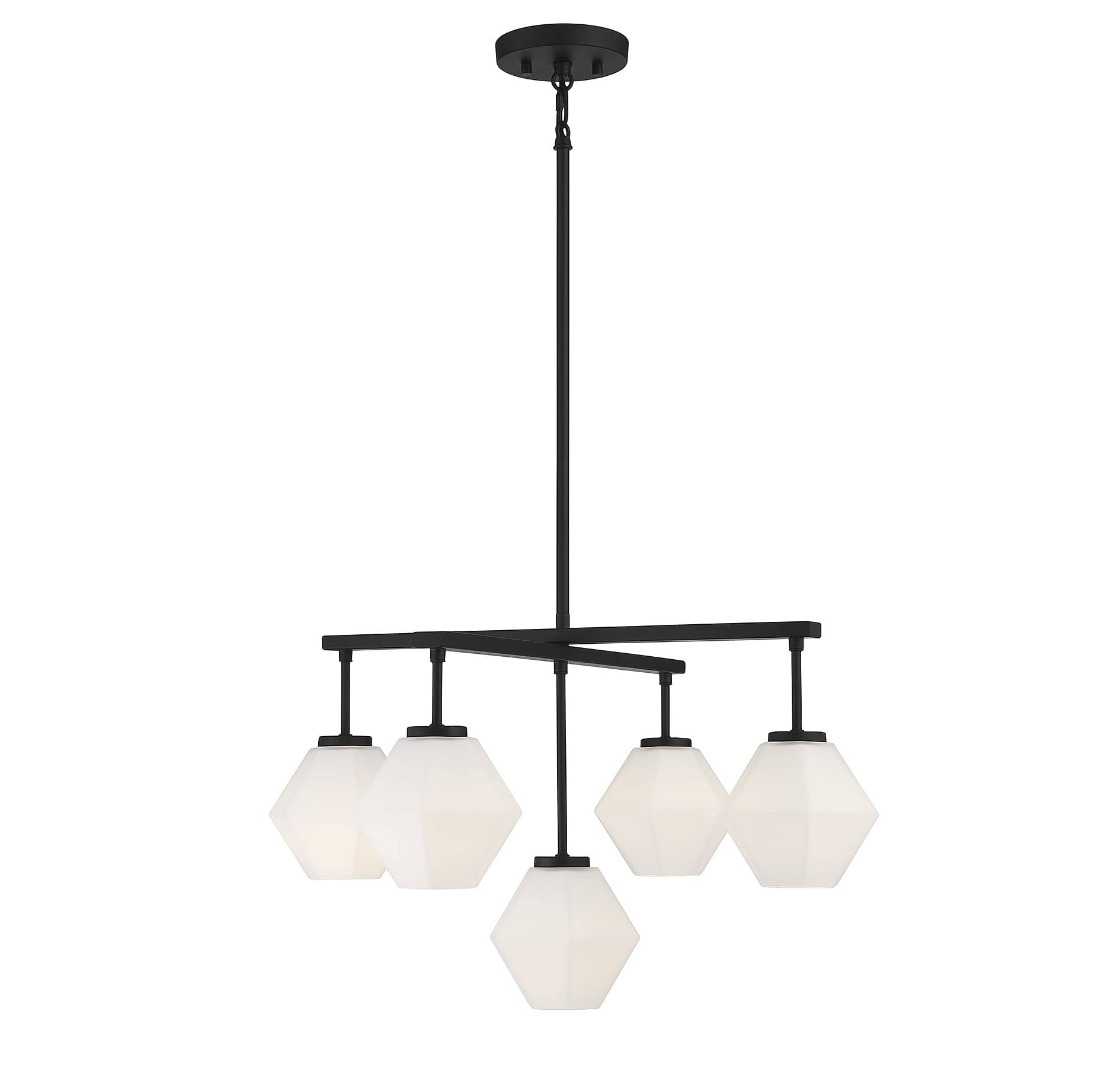 Meridian Lighting M10096mbk 5 Light Matte Black Chandelier