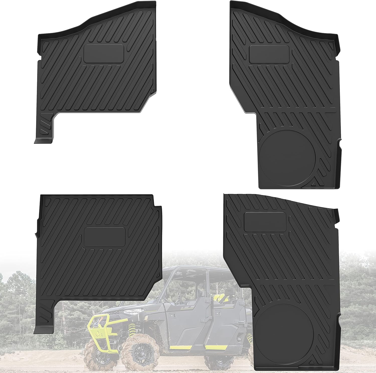 TPE Floor Mats for Ranger XP 1000 Crew, SAUTVS Front Rear Row Floor Liners All Weather Protection Slush Mats for Polaris Ranger Crew XP 1000 2018-2022 Accessories (4PCS)