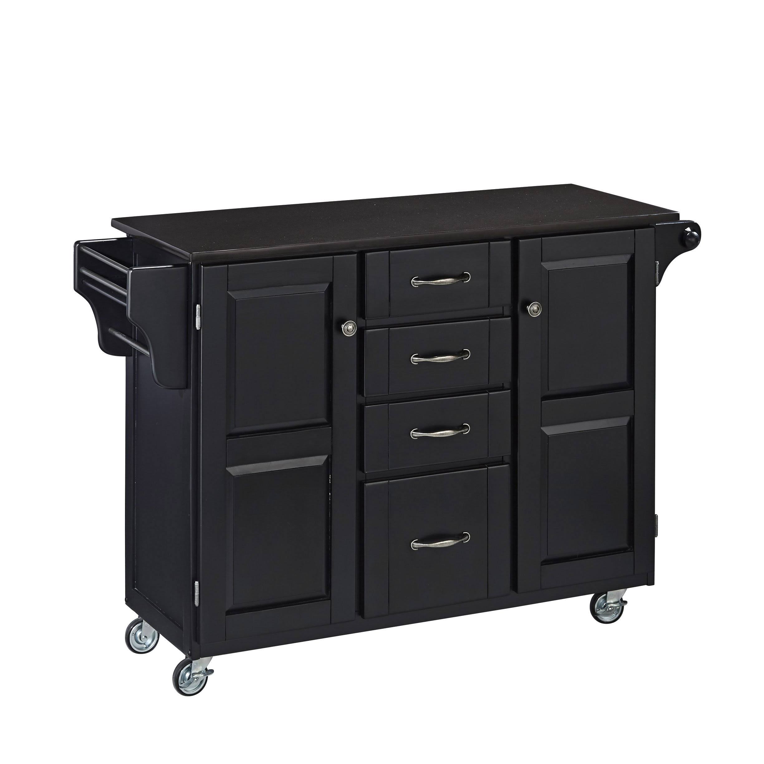 Home Styles Granite Top Kitchen Cart, Black