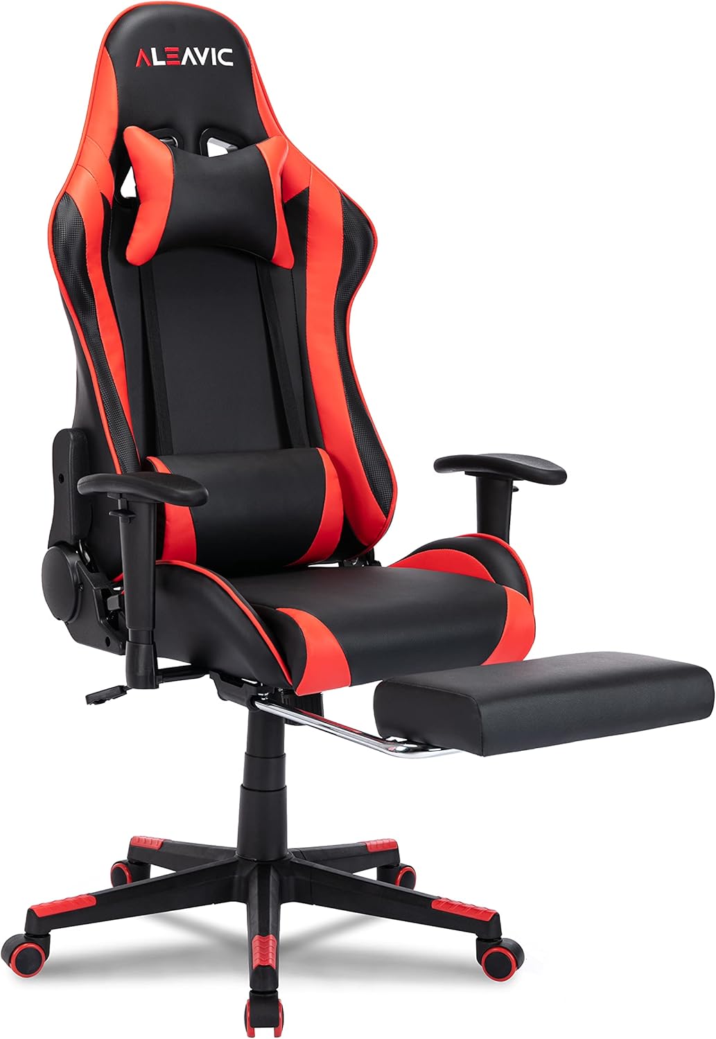 ALEAVIC Gaming Chair，Gaming Chair with Footrest High Back Ergonomic Adjustable，Racing Style PU Leather Gaming Chair for Adults, Computer Gaming Chair with Headrest and Lumbar Support