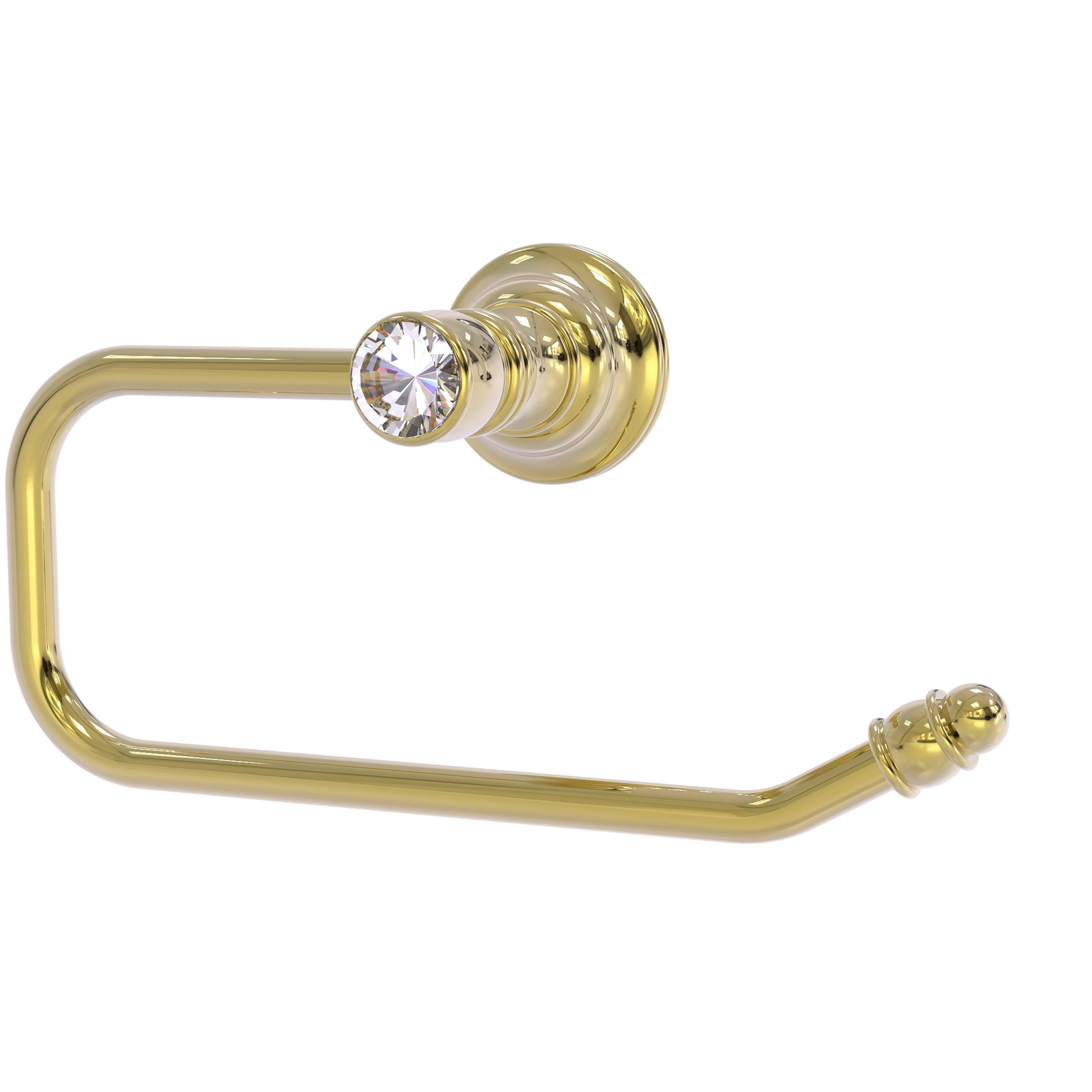 Allied Brass Carolina Crystal Euro Style Toilet Tissue Holder in Unlacquered Brass