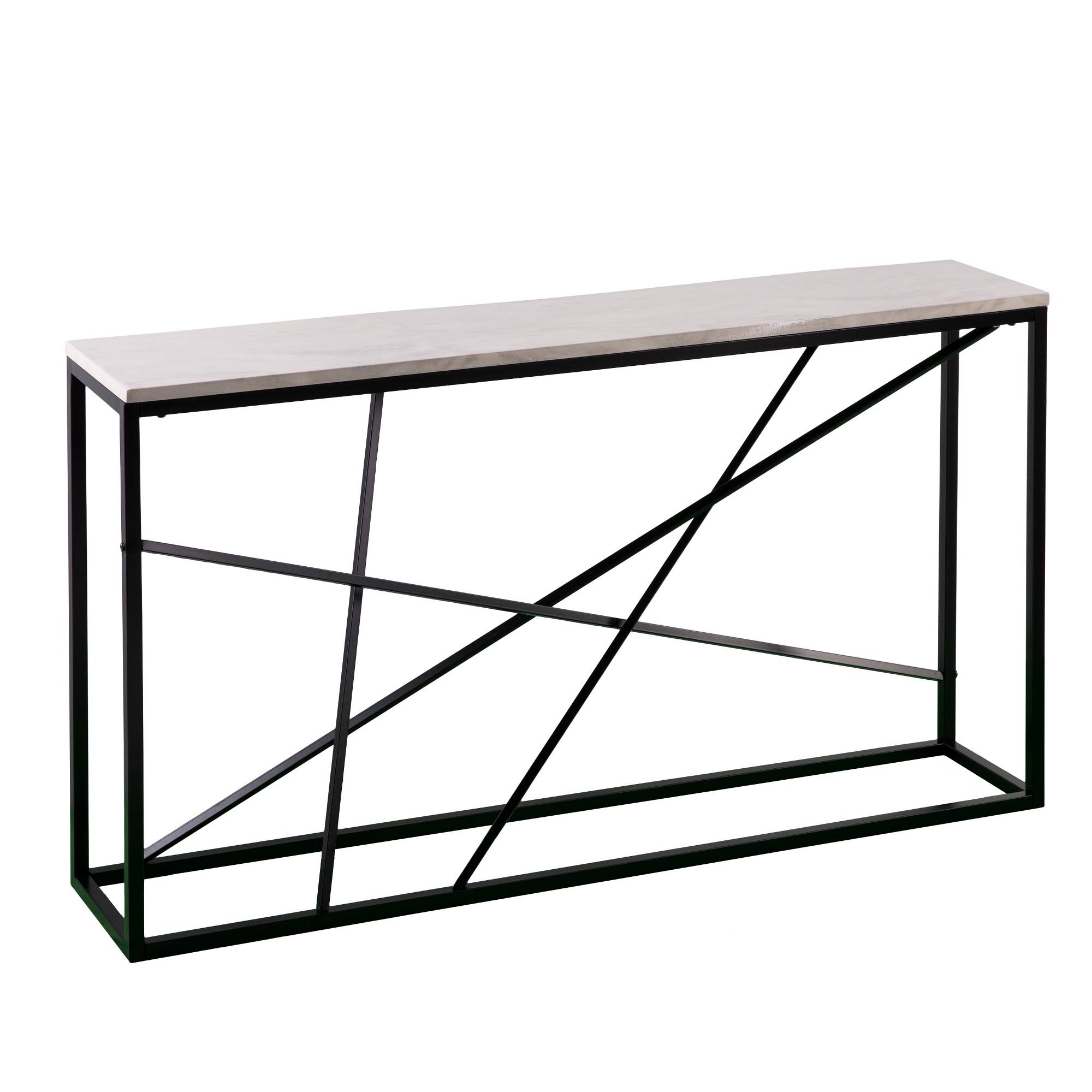 Arendale Faux Marble Skinny Console Table Matte Black - Aiden Lane