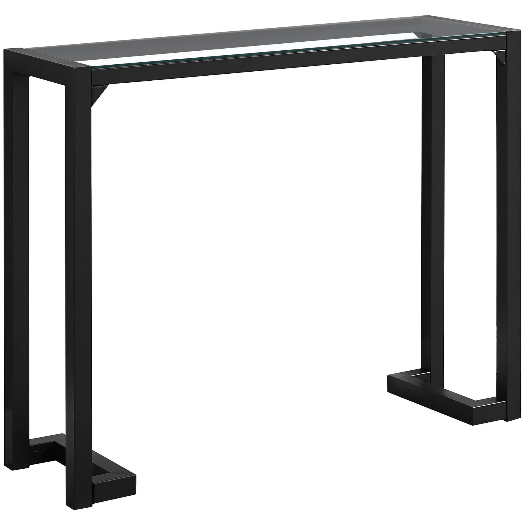 Monarch Specialties Black Tempered Glass Hall Console 42x22 Accent Table