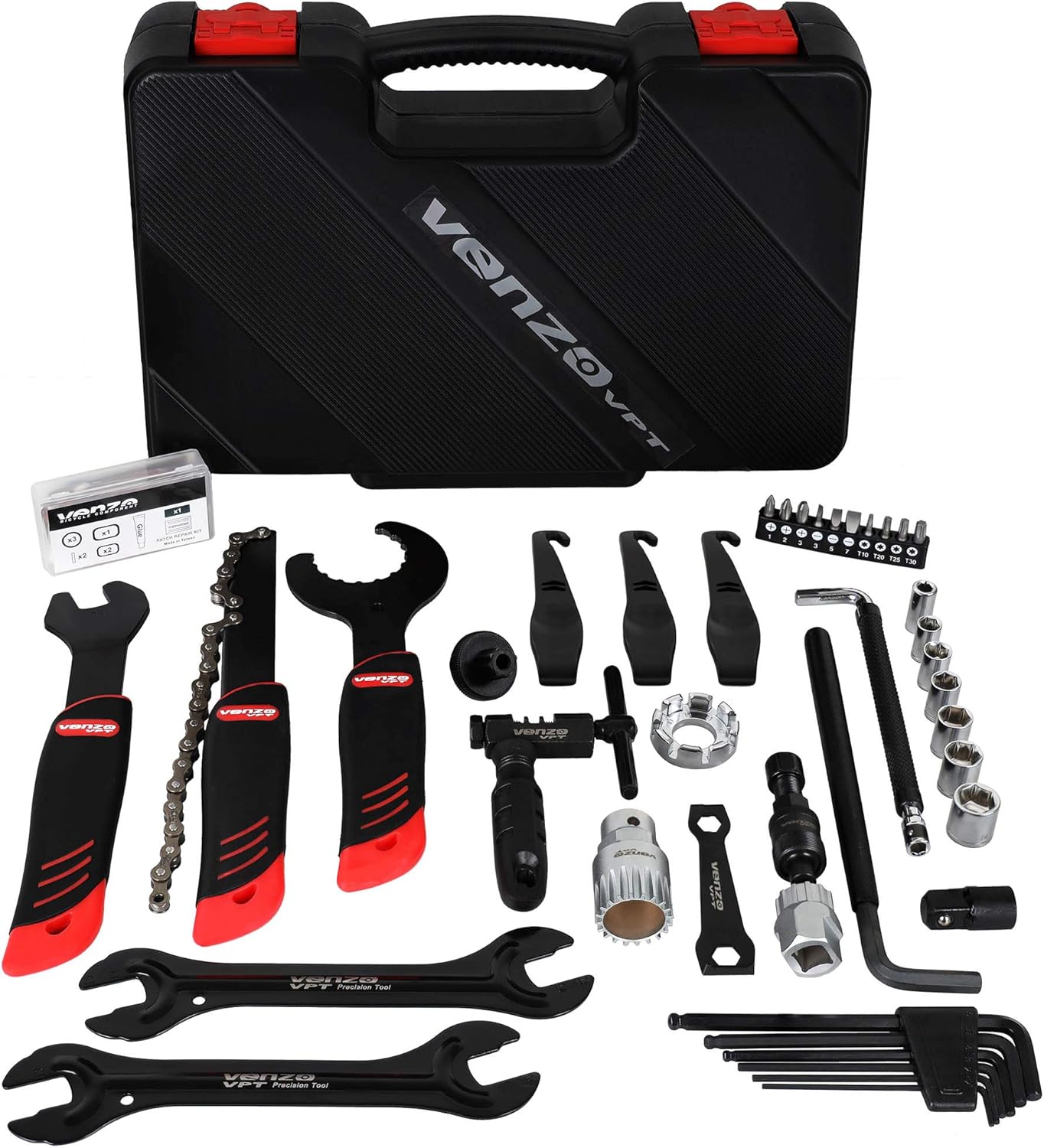 Venzo Bike Bicycle Repair Tool Kit - Quality Tools Kit Set for Mountain Bike Road Bike Maintenance in a Neat Storage Case Box Pack of 2