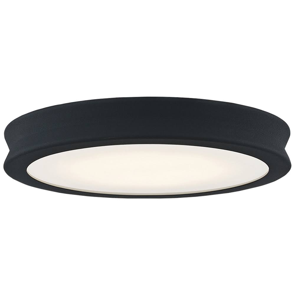 Justice Design Group Fusion- Bevel Family 12.5-in Matte Black- Textured LED Flush Mount Light | FSN-4181-OPAL-MBTX
