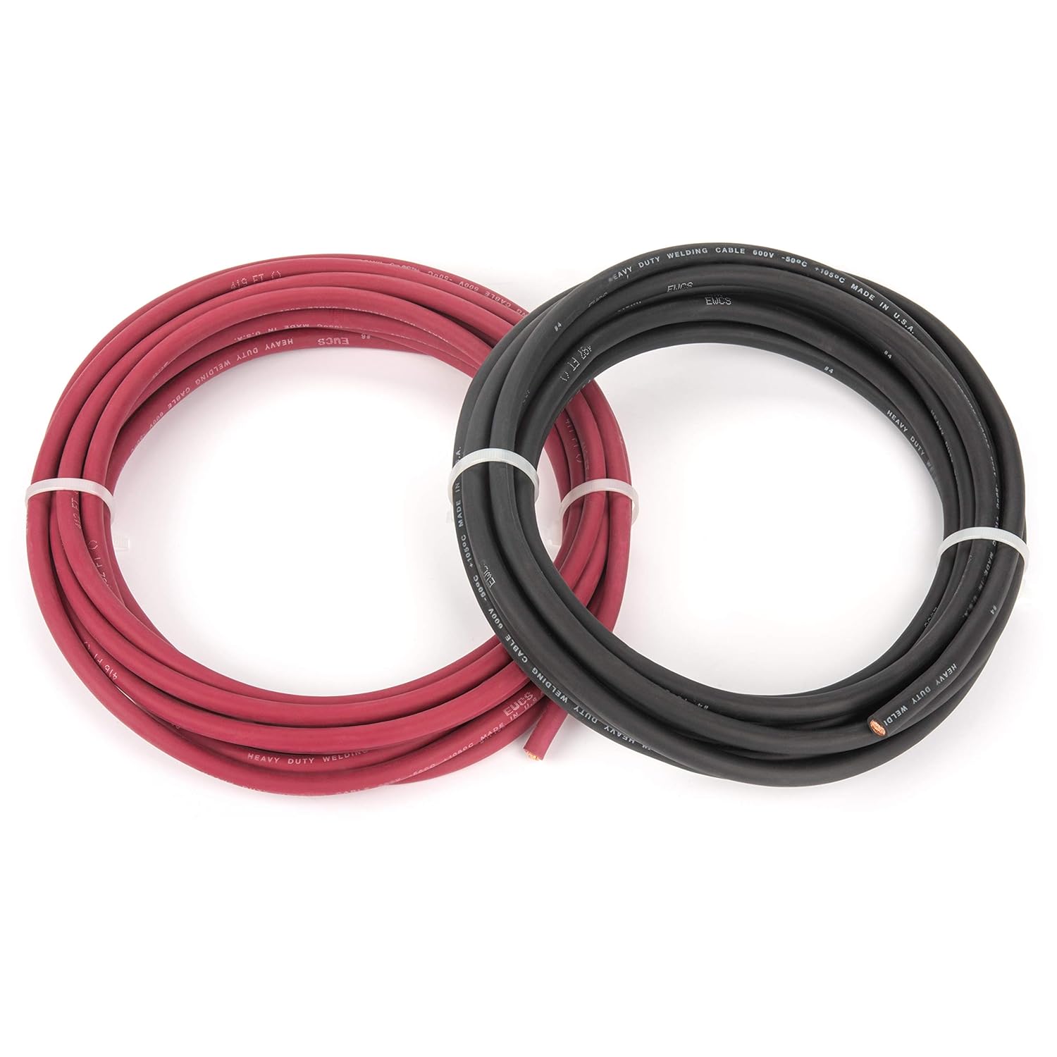 EWCS 4 Gauge Premium Extra Flexible Welding Cable 600 Volt 10 Feet Each Black+Red