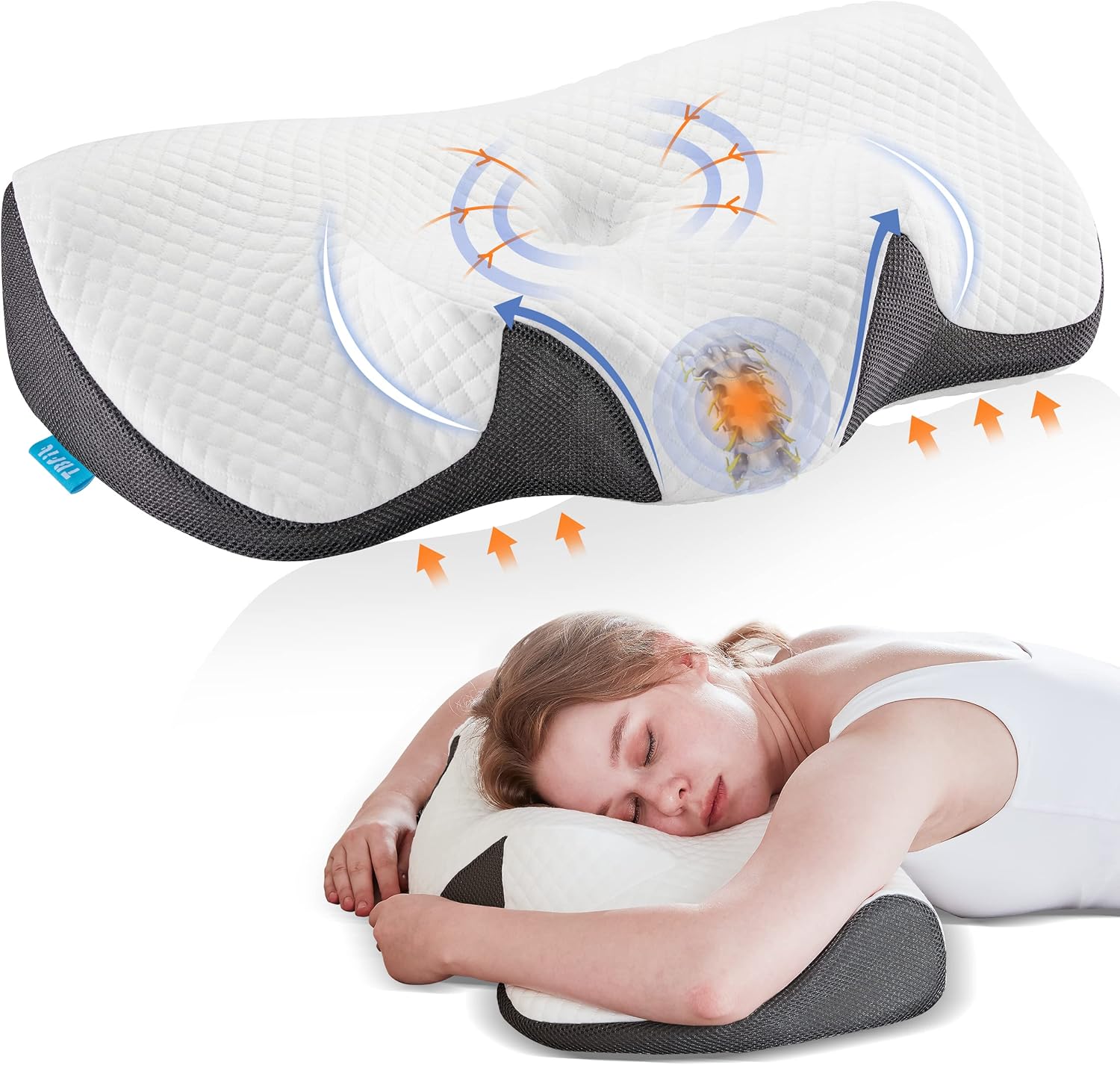 Tbfit Cervical Pillows for Neck Shoulder Pain Relief, Contour Memory Foam Pillows for Sleeping, Ergonomic Orthopedic Neck Pillow, Support Bed Pillows for Side, Back, Stomach Sleepers (Dark Grey)