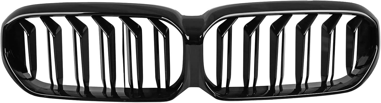 G30 LCI Grille, Double Line Gloss Black Front Kidney Grill Compatible With 2021 2022 BMW New 5 Series G30 LCI 530e 530i 540i 550i Pack of 2