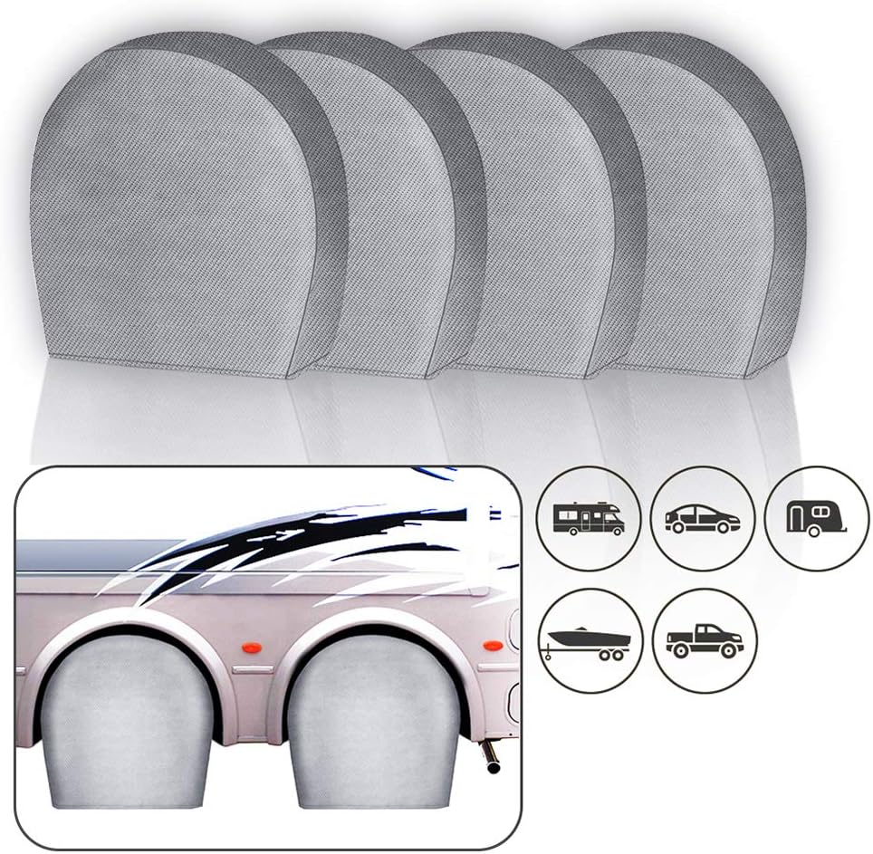 Tire Covers for RV Wheel Set of 4 Extra Thick 5-ply Motorhome Wheel Covers, Waterproof UV Coating Tire Protectors for Trailer Truck Camper Auto (40