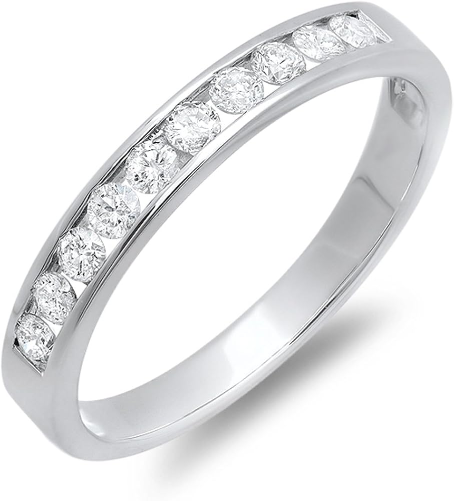 Dazzlingrock Collection 0.40 Carat (ctw) 14k Round Diamond Ladies Anniversary Wedding Stackable Ring Band, White Gold