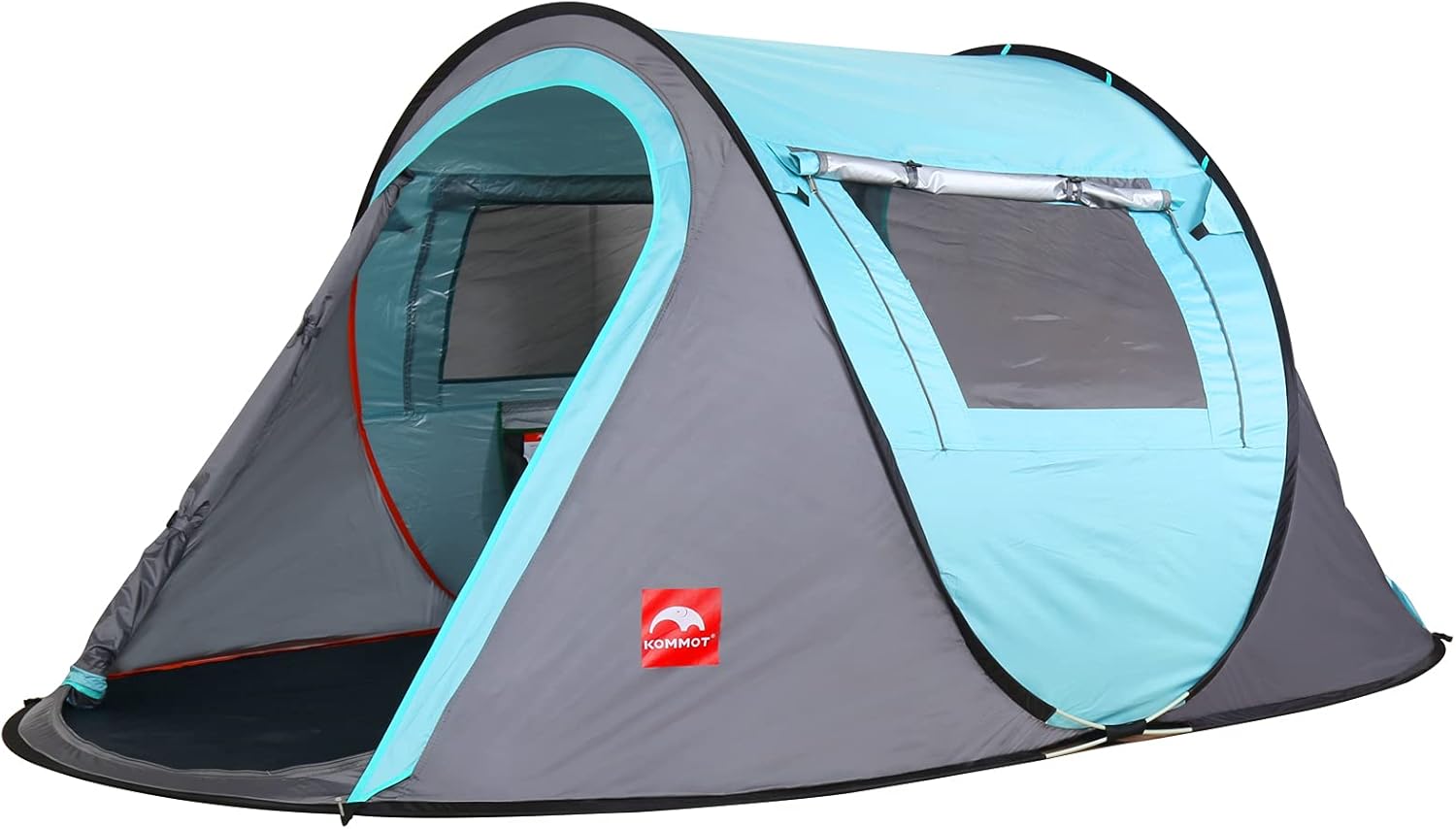KOMMOT 2/4 Person Instant Pop-up Tent, Upgraded Water Resistant Windproof Portable Camping Tent, Easy Set Up Tent for Backpacking Hiking, 2 Mesh Windows& 2 Double Layer Doors with Carrying Bag