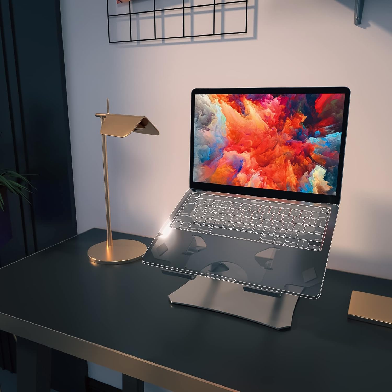 Laptop Stand, Foldable Laptop Stand, Portable Computer Stand, Travel Laptop Stand, Foldable Adjustable Ergonomic Laptop Stand Lift Desk for 10 to 17 Inch Laptops, Silver Aluminum Bracket