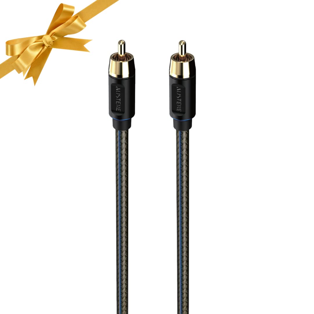 Austere V Series Subwoofer Cable | Premium Audio, Pure Gold Contacts, Copper Shielding, SoftTouch High-Flex Cable and LinkFit Connectors Pack of 2