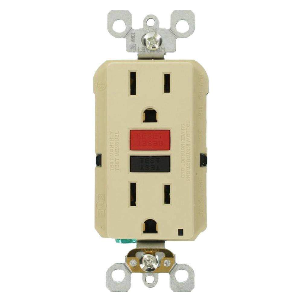 Leviton 15 Amp Self-Test SmartlockPro Slim Duplex GFCI Outlet, Ivory (9-Pack)