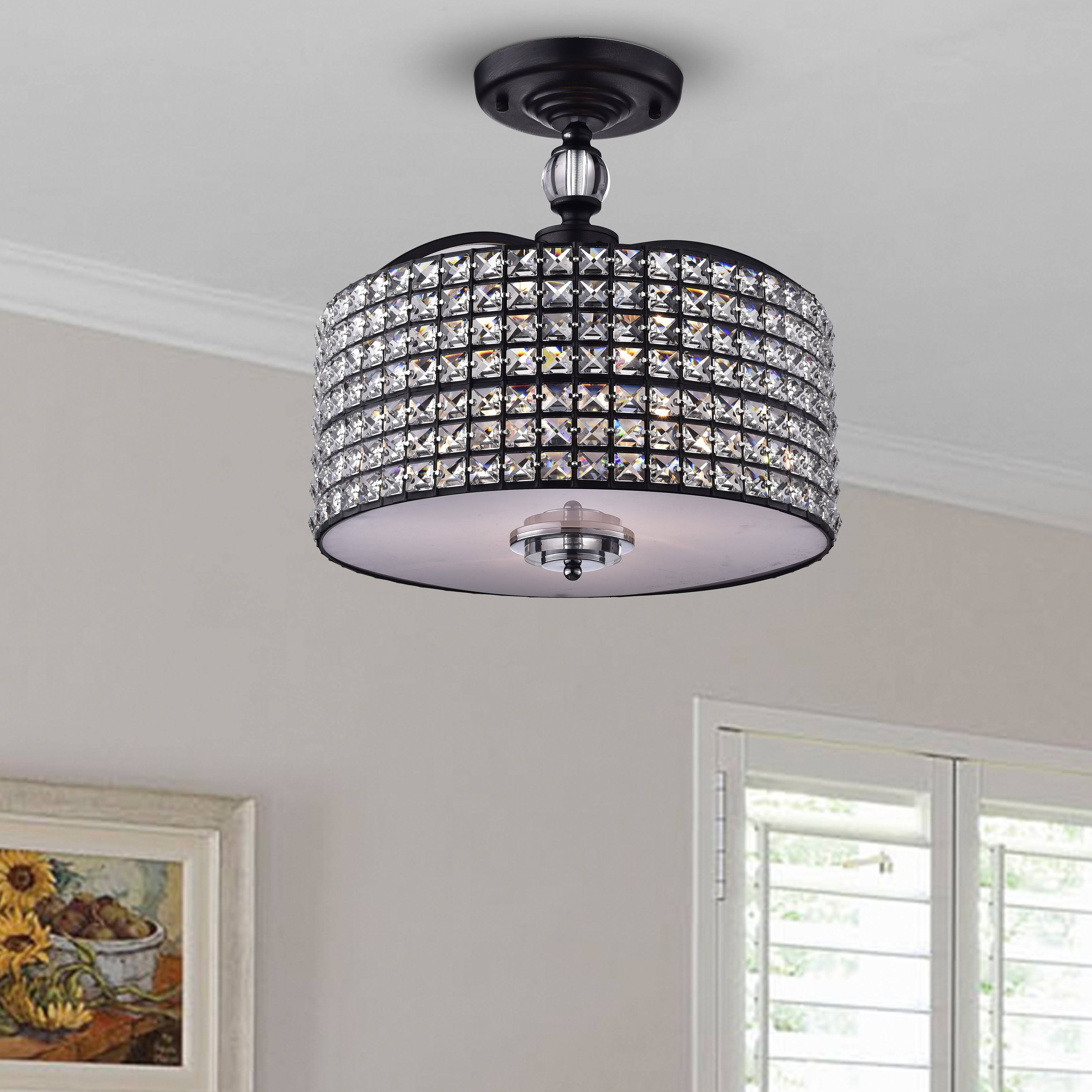 First Lighting Anchiaios 3-Light Black Semi Flush Mount