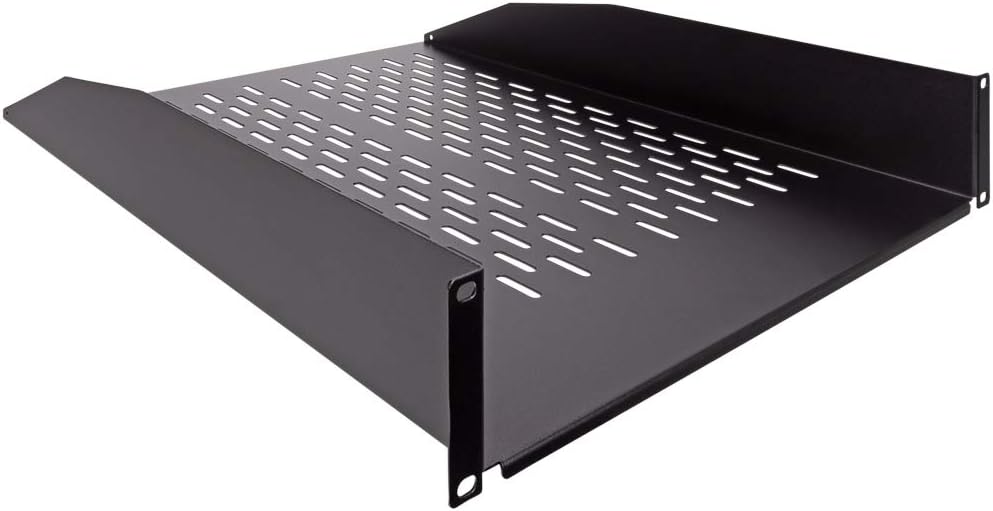 NavePoint 2U 19-Inch Universal Vented Rack Mount Cantilever Fixed Server Cabinet Shelf 22-Inches Deep Black Pack of 2