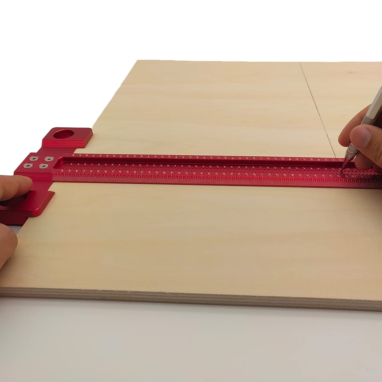 ACEgoes Woodworking Scriber T-Square Ruler 600mm, Architect Ruler for Carpenter Work, Layout and Measuring Tools