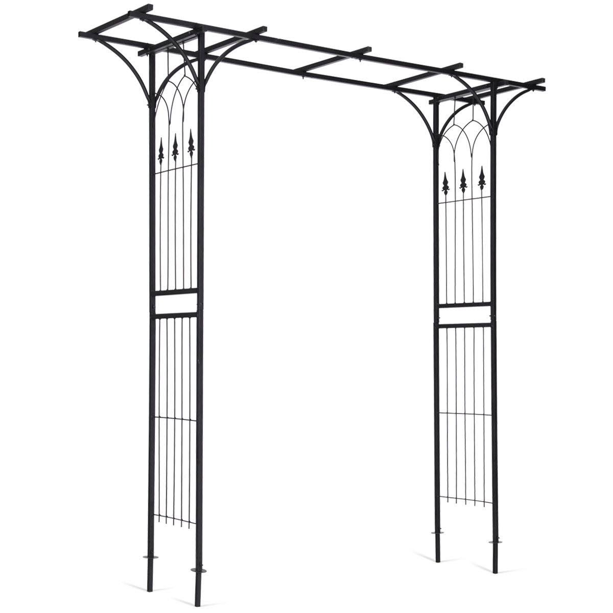 Gymax 81 inch Outdoor Steel Garden Arch - Black