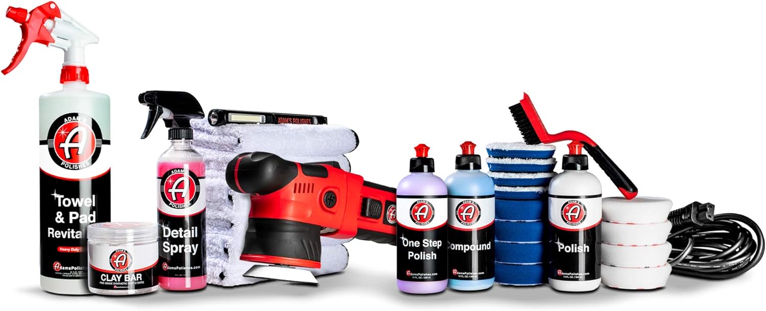 Adam’s SK Pro 12mm Car Polisher - Professional Dual Action Polisher For Car Detailing - Paint Correction, Waxer Buffer DA Polisher - Variable Speed Car Polisher System (Polishing Complete Kit)