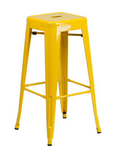 Offex 30 inch High Backless Yellow Metal Indoor-Outdoor Barstool with Square Seat