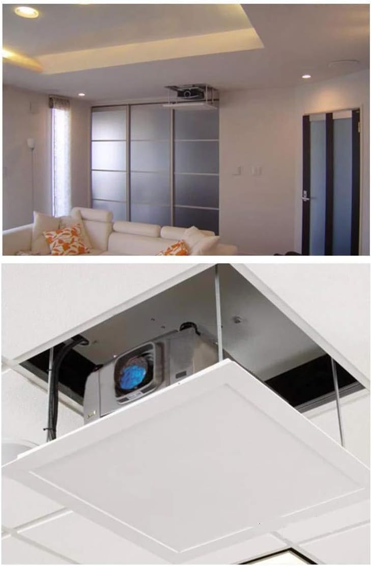 CGOLDENWALL Electric Projector Lift Motorized Projector Mount Projector Hanger Electric Ceiling Mount Bracket for Cinema Hall School Max Load 20kg/ Base Plate 600X600mm (Running Distance: 0.7 M)