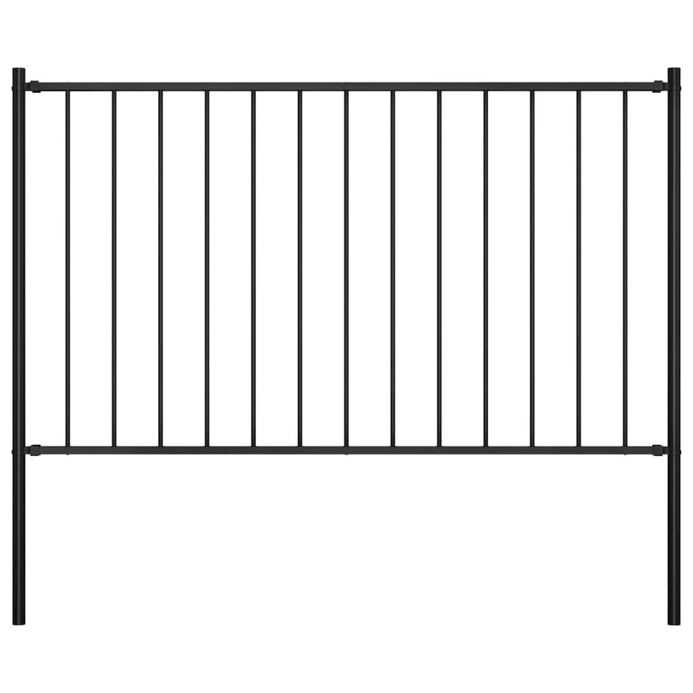 vidaXL Fence Panel with Posts Powder-Coated Steel 5.6&x3.3& Black