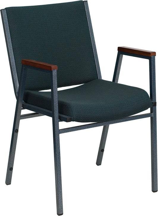 Ergode Series Heavy Duty Green Patterned Fabric Stack Chair with Arms
