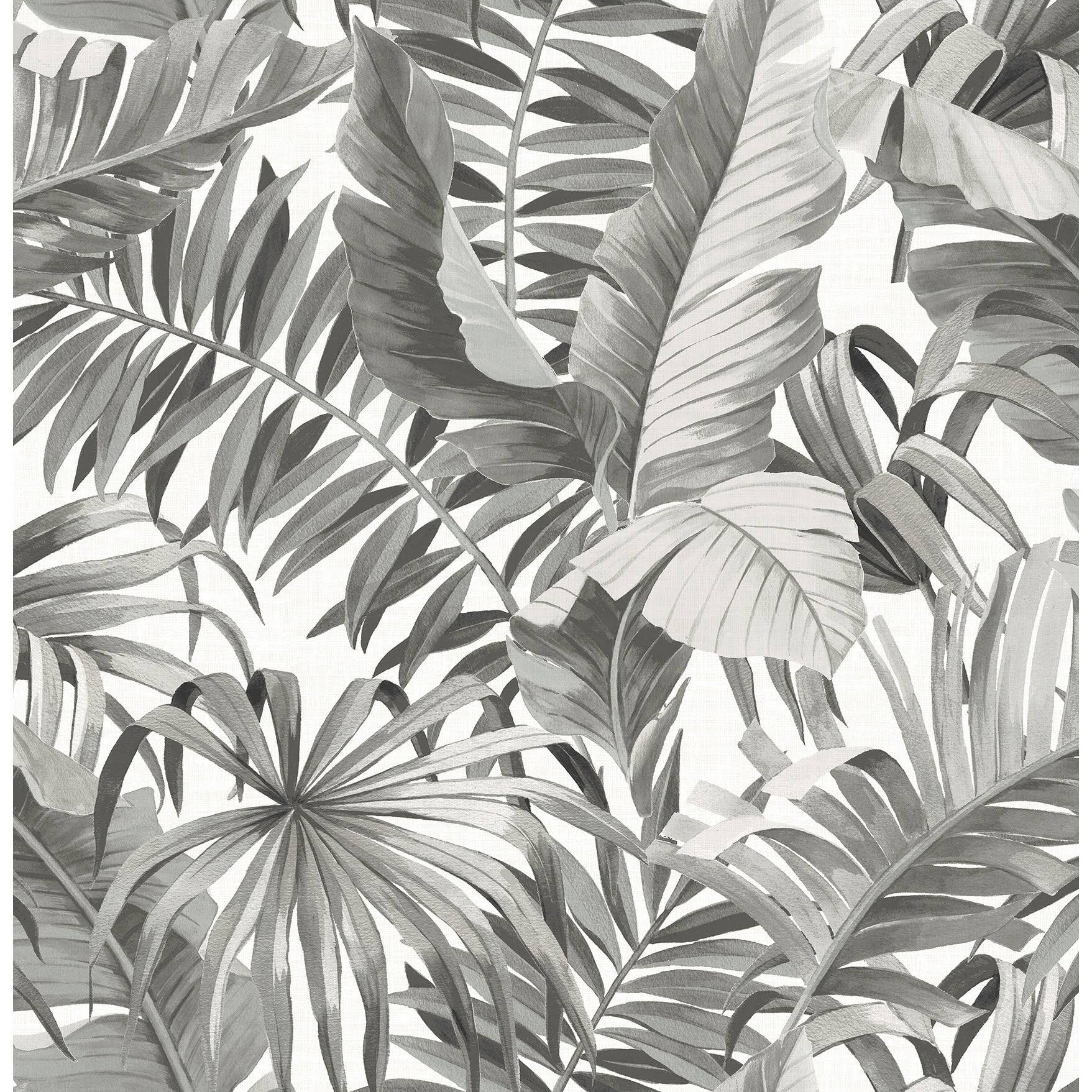 Grant Navy Palm Leaf Wallpaper - Black