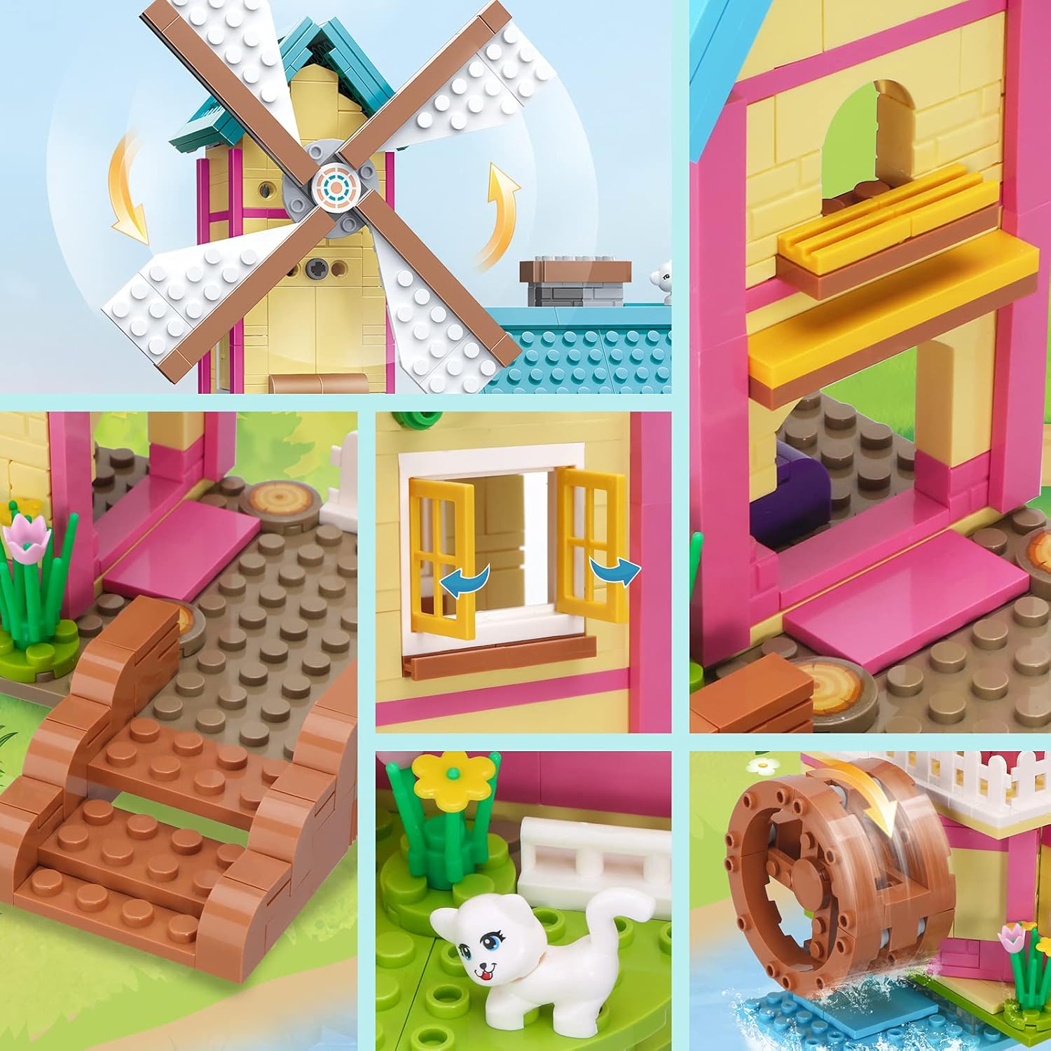 Dream Girls Friends House Building Kit Windmill House Seaside Villa Building Set Girls Beach House Toy Set for Kids Aged 7-12, 658 Pieces