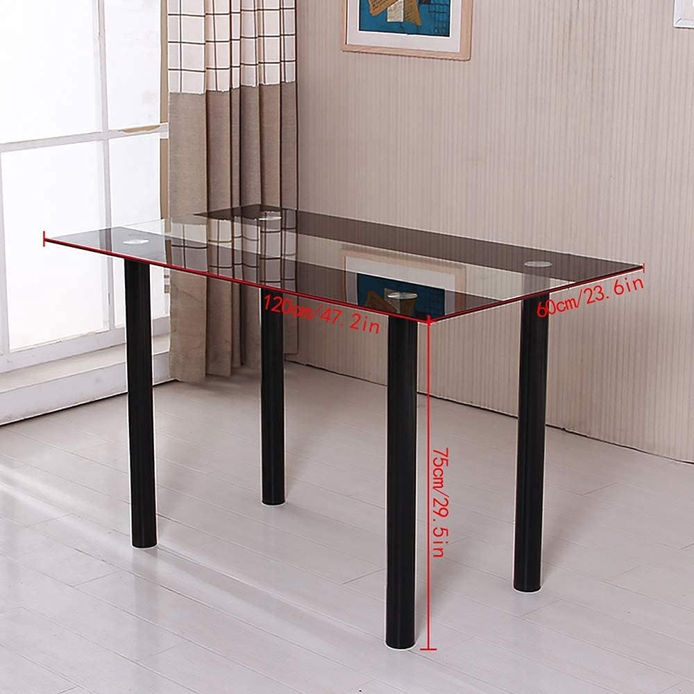 nozama Black Rectangle Glass Dining Table Modern Kitchen Table for 4 Rectangle Glass Dining Table Simple Clear and Black Dining Room Table (Black New)