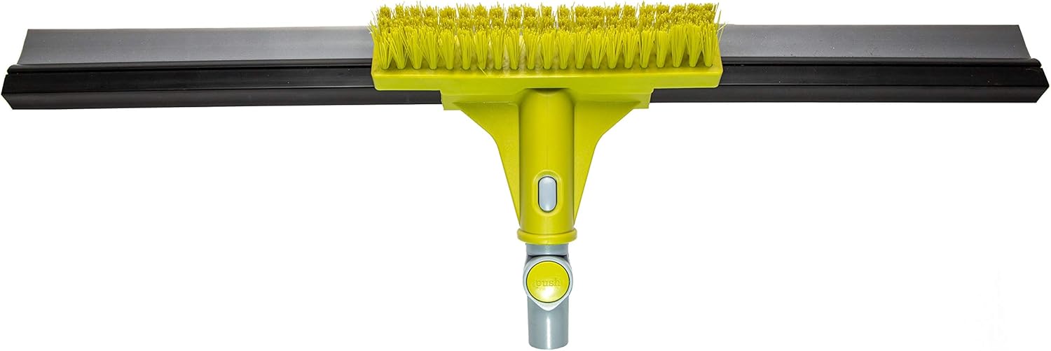 DocaPole 6-24 Foot Extension Pole + 24-inch Floor Squeegee and Grout Scrubbing Brush Combo for Cleaning | Rubber Squeegee and Grout Brush for Garage | Perfect for Epoxy, Linoleum, and Marble Floors Pack of 2