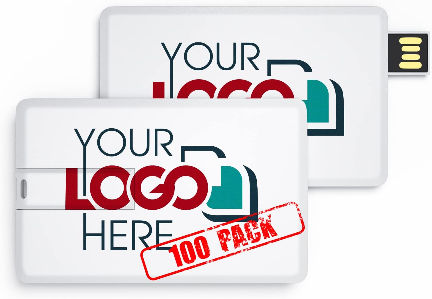 Possibox Custom Credit Card USB Flash Drive 512MB Imprinted with Your Logo - as Promotional Gift - Bulk - Customizable 100 Pack