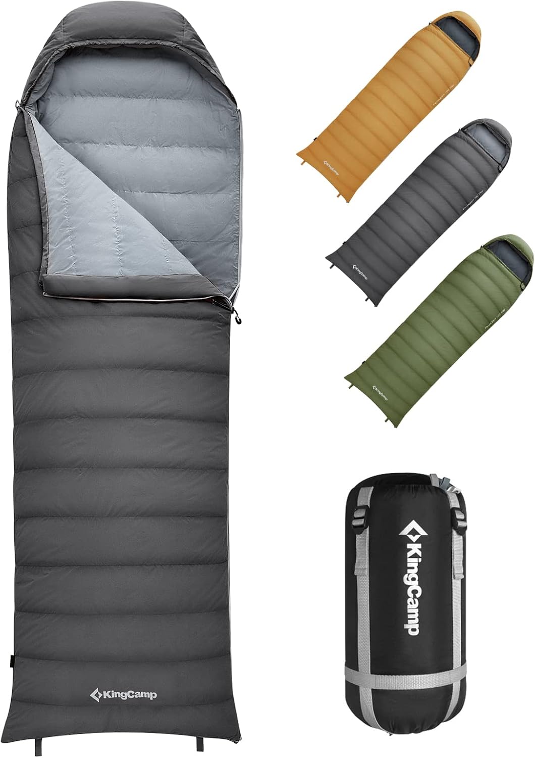 Kingcamp Down Sleeping Bag 650 Fill Power Ultralight Compact Portable 0 Degree Sleeping Bags for Adults Cold Weather Backpacking Camping Hiking Traveling with Compression Sack