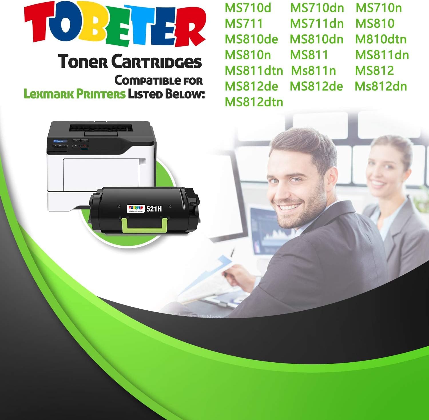 ToBeter Remanufactured Toner Cartridge for Lexmark 521H 52D1H00 for MS710 MS711 MS810 MS810n MS810dn MS811 MS811dn MS812 MS710dn MS710n MS711dn MS810de MS810dtn Printer (Black, 1 Pack High Yield)
