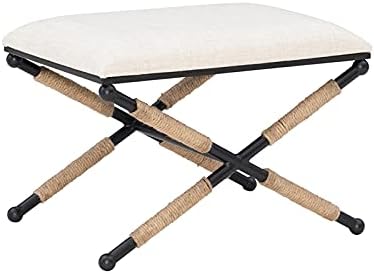 Linon Anna Campaign Metal Accent Stool in Black