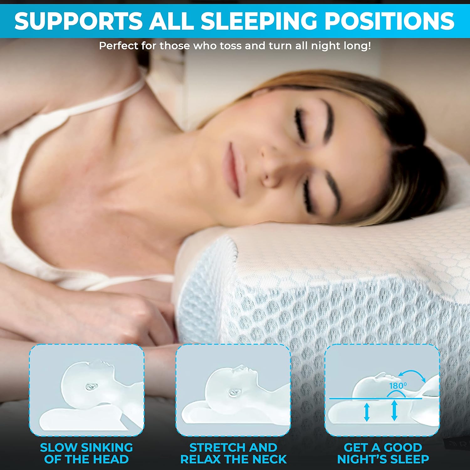SLEEPBYDREAMI | Cervical Pillow for Neck Pain | Memory Foam Pillow Neck Support & Shoulder Pain Relief | Comfortable for All Sleeping Positions | Chiropractor & Physio Approved Pillow |
