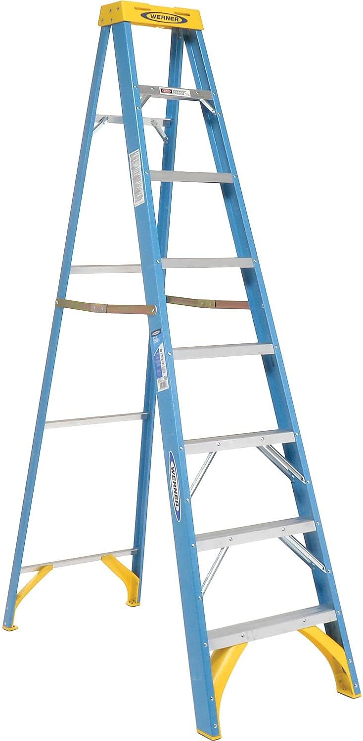 Werner 6002 6000 Step Ladder, 250 Lb, 3 in, 3-1/8 in Front X 1-3/4 in Rear, 2-Foot Pack of 2