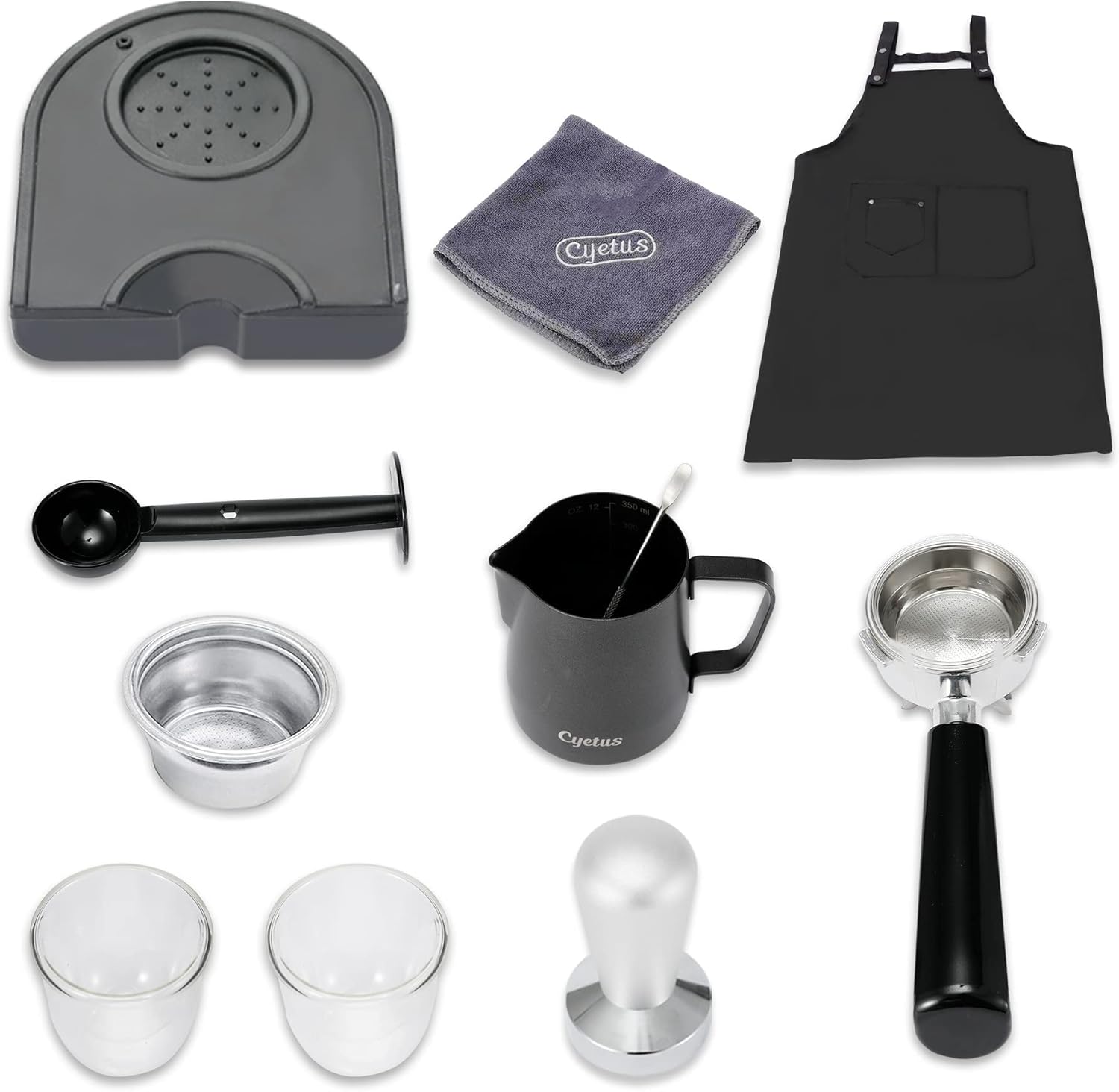 CYETUS Espresso Machine for Home Barista CYK7602, Milk Steam Frother Wand, for Espresso, Cappuccino and Latte, Black