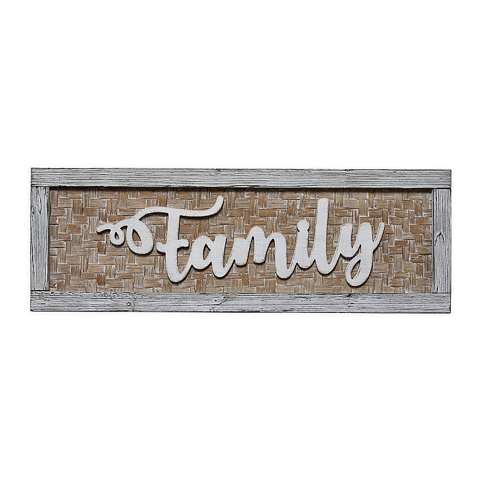 Family Wood u0026 Bamboo Decorative Sign in Brown - Each