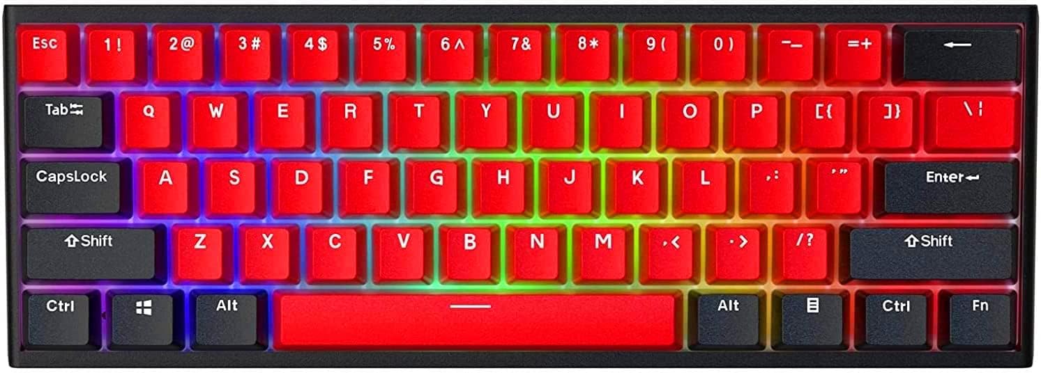 BOYI Red and Black Keyboard, Wired 60% Gaming Keyboard Mini RGB Cherry MX Switch PBT Keycaps NKRO Type-C Mechanical Keyboard for Windows Mac Laptop PC Gamer (Cherry MX Brown Switch)