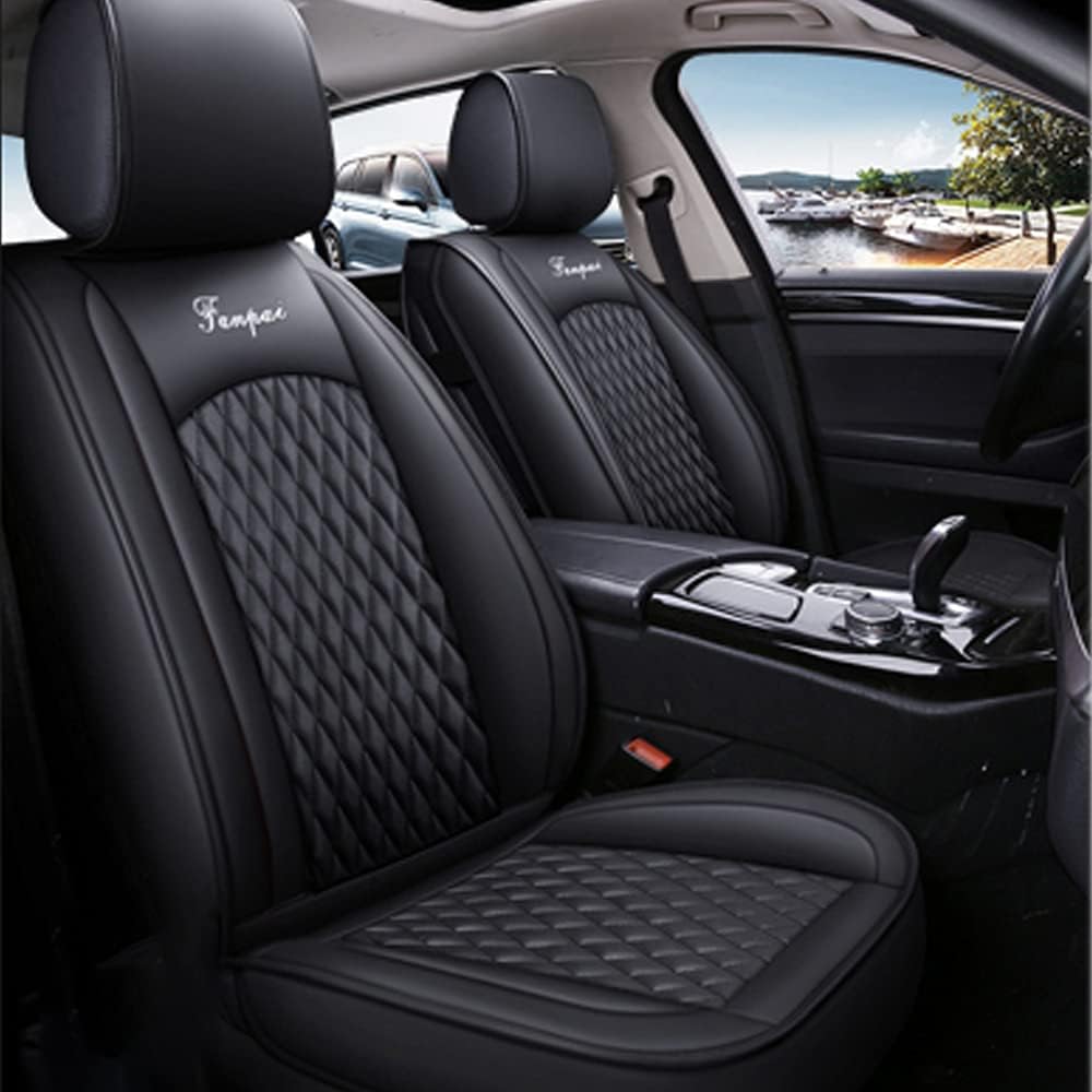 Universal Seat Covers for Toyota FJ Cruiser 2006-2017 All Weather Leatherette Airbag Compatible Wear-Resistant Waterproof 5-Seat Covers Black