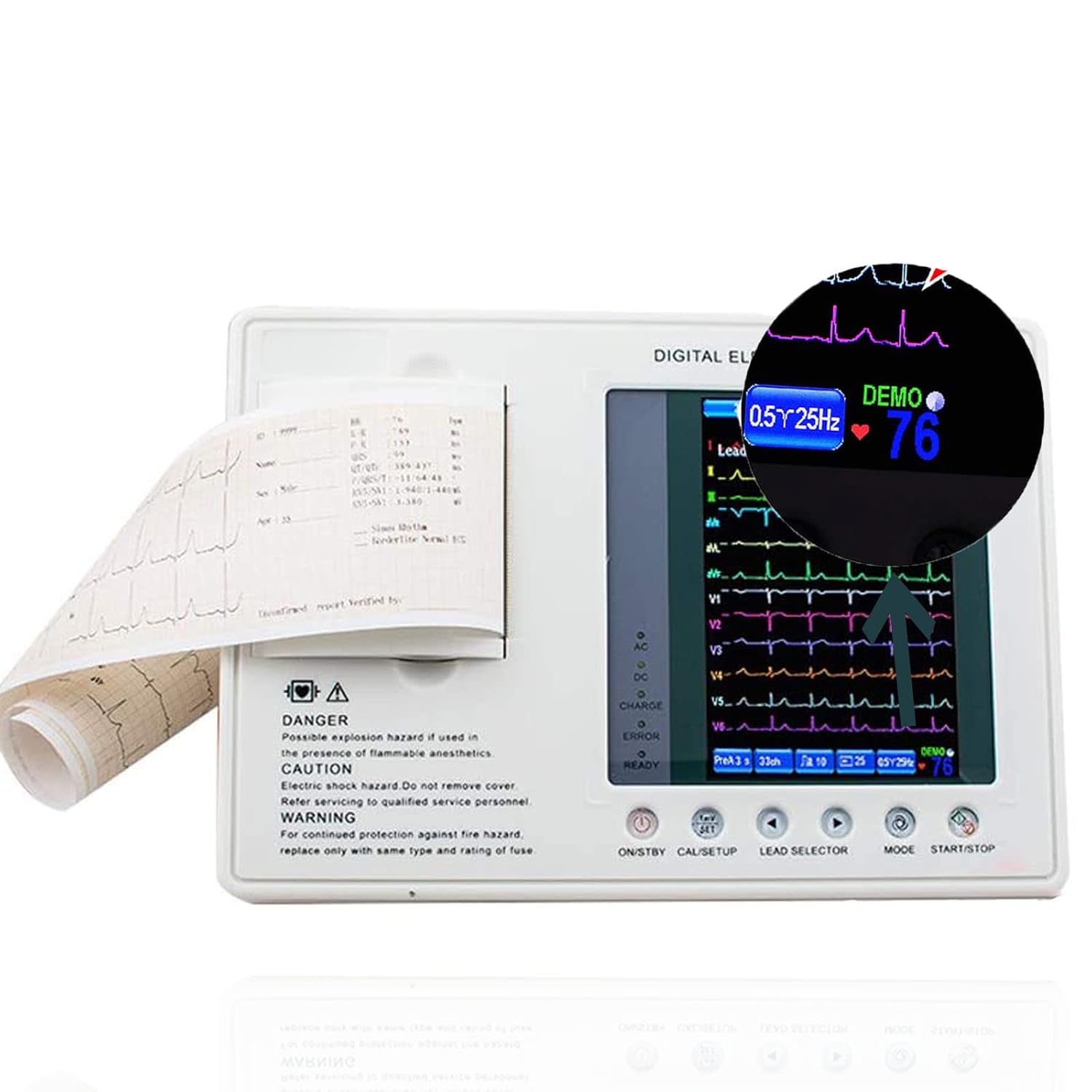 3 Lead, 12 Lead Monitor, Colilove 7 Inch LCD Rechargeable Machine