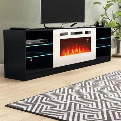 Delaine TV Stand for TVs Up to 88x22 with Fireplace Included Orren Ellis Color: Black