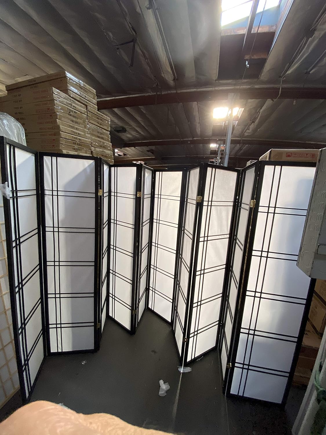 SQF Double Cross Room Divider 3 to 10 Panel (Black, 5)