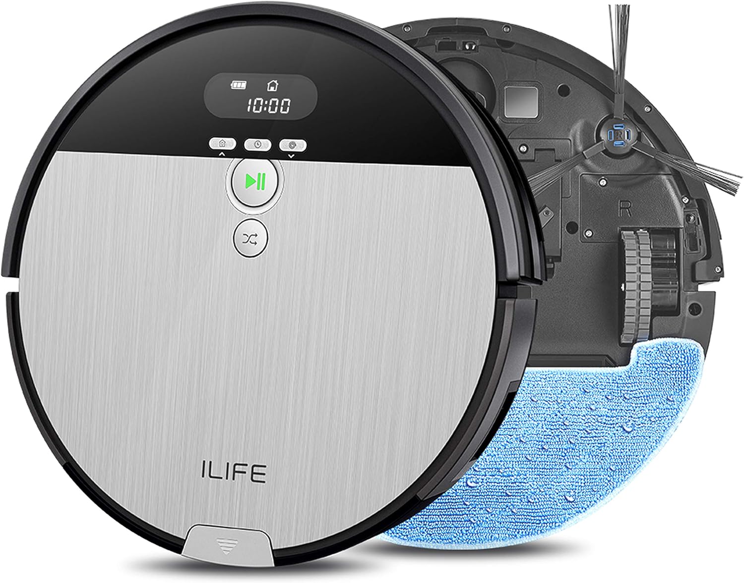 ILIFE V8s, Robot Vacuum and Mop Combo, Big 750ml Dustbin, Enhanced Suction Inlet, Zigzag Cleaning Path, LCD Display, Schedule, Self-Charging Robotic Vacuum Cleaner, Ideal for Hard Floor and Pet Hair.