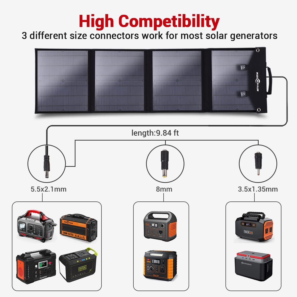 ROCKPALS SP002 Foldable 60W Solar Panel Charger for Jackery Explorer/Flashfish/MARBERO/BALDR/Paxcess Portable Power Station Generator and USB Devices, QC3.0 USB Ports