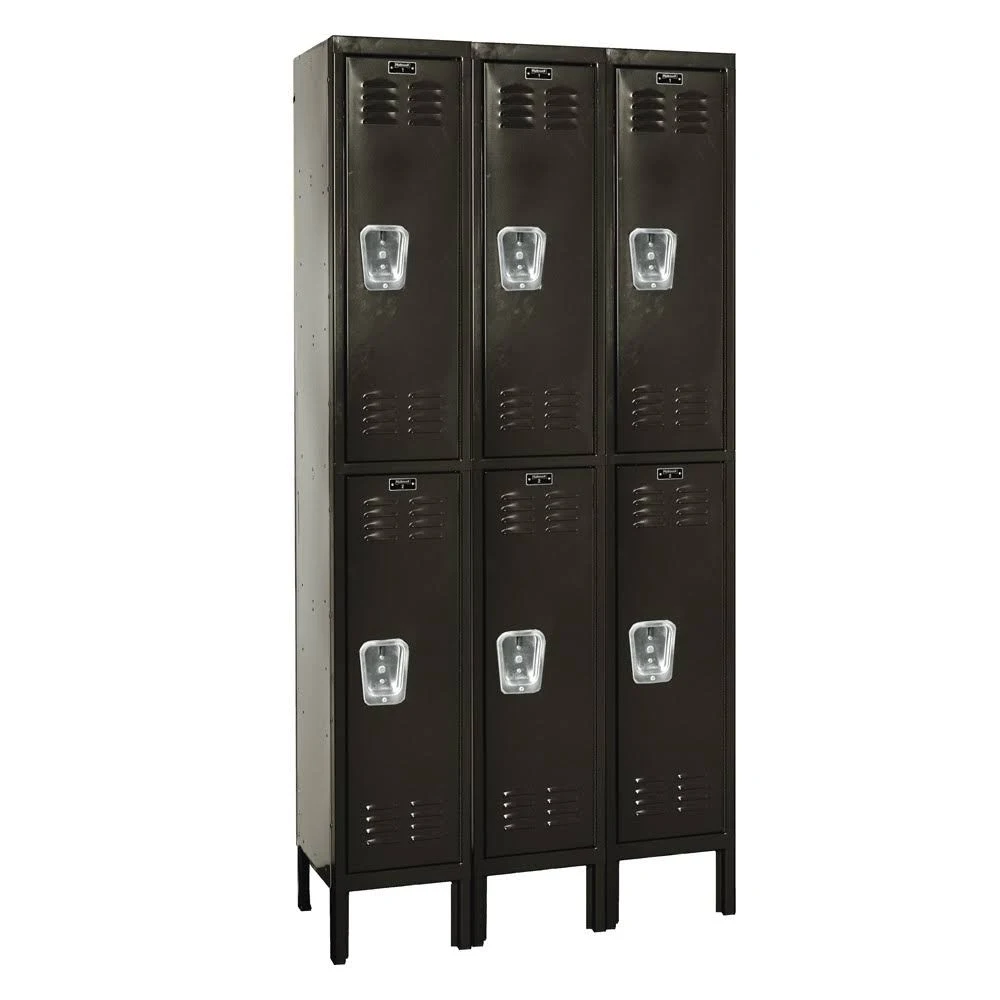 Hallowell Double Tier 3-Wide Premium Locker, Assembled, 36x22 W x 18x22 D x 78x22 H, Black
