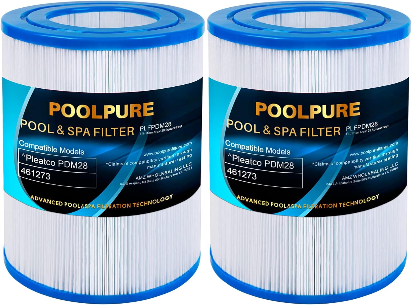 POOLPURE PDM28 Spa Filter Replaces Aquarest Dream Maker 461273 Hot Tub Filter, 2 Pack Pack of 2