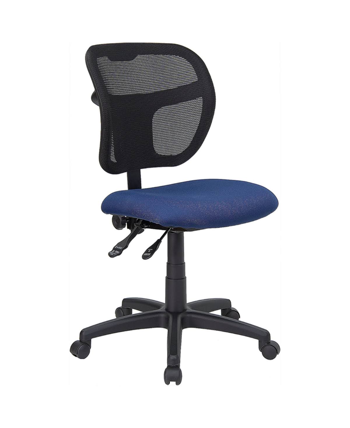 Offex OFX-91122-FF Mid-Back Mesh Task Chair with Navy Blue Fabric Seat