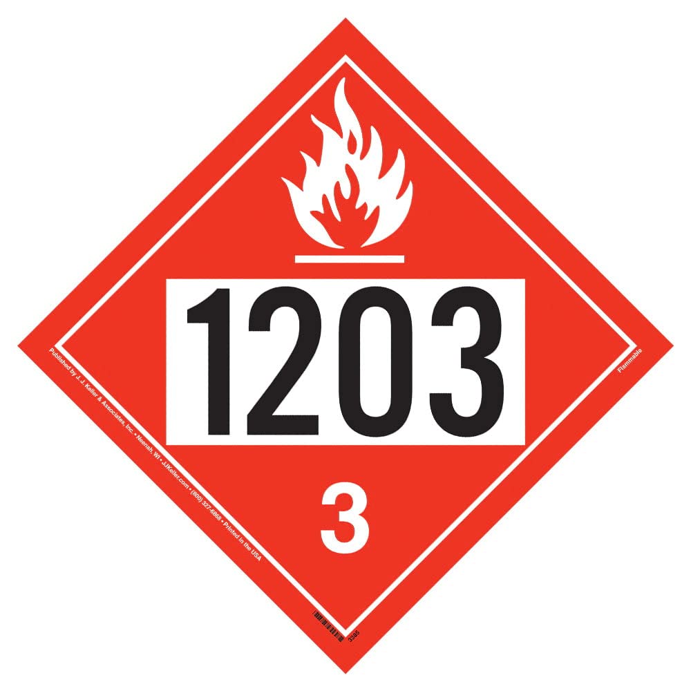 1203 Placard, Class 3 Flammable Liquid 25-pk. - 10.75